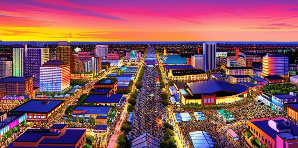 Aerial view of Austin during SXSW festival